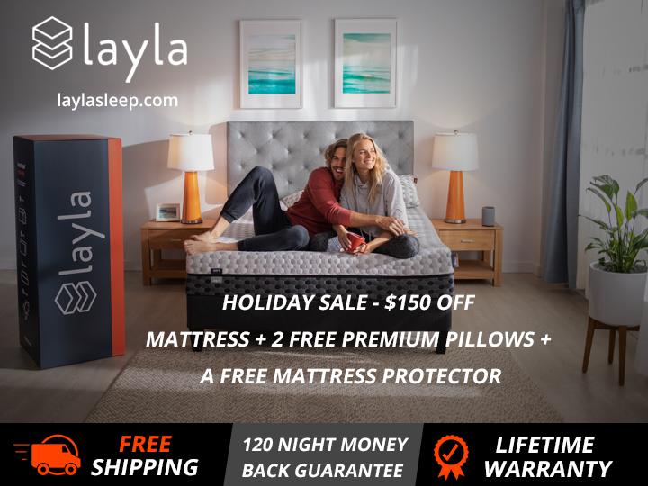 Image - HOLIDAY SALE!! Layla Memory #FoamMattress
Price Range: $449 - $949
HOLIDAY SALE - $150 OFF ON MATTRESS + 2 FR...