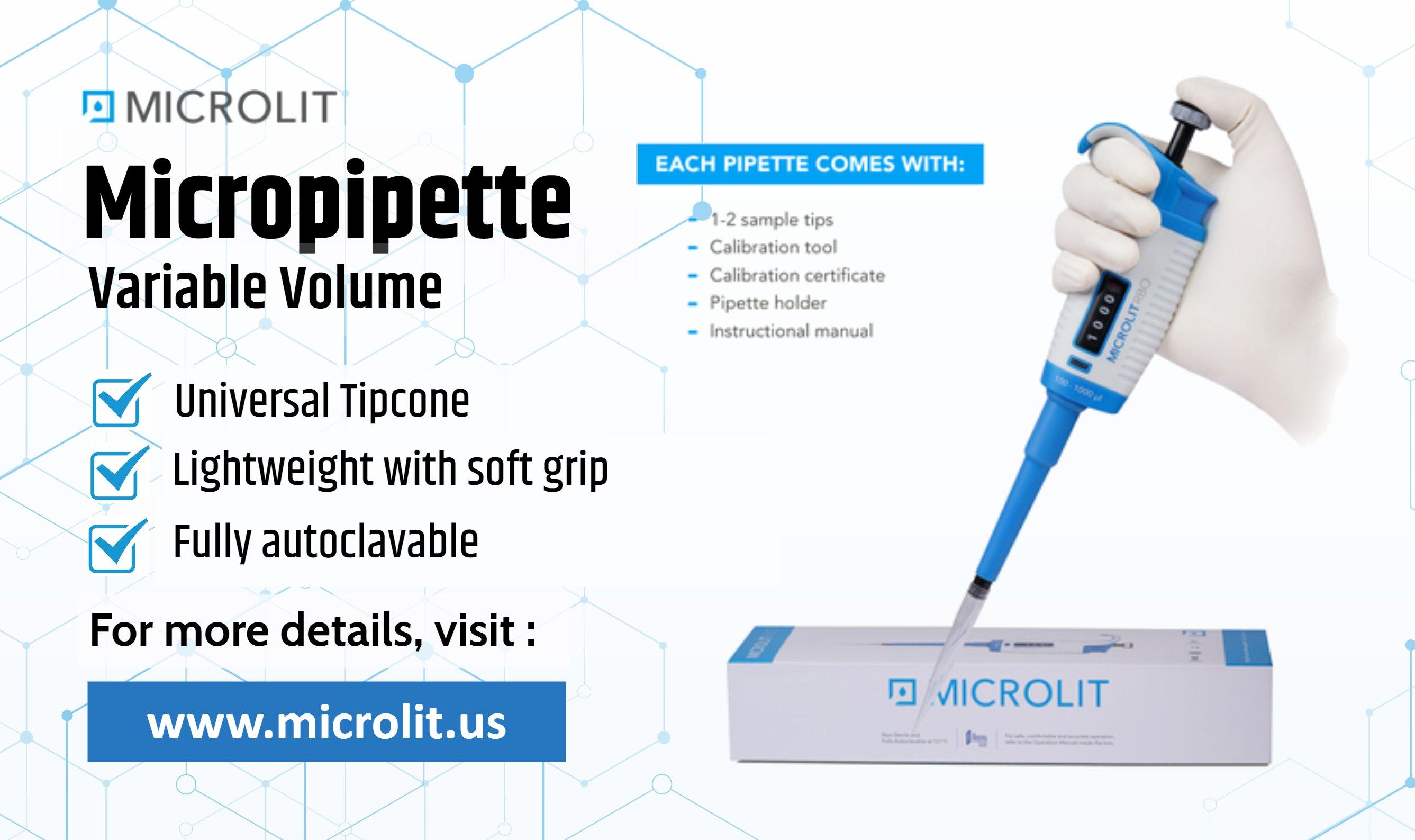 Image - Microlit offers the best quality & lightweight #VariableVolumePicropipette in USA for precise liquid sampling...