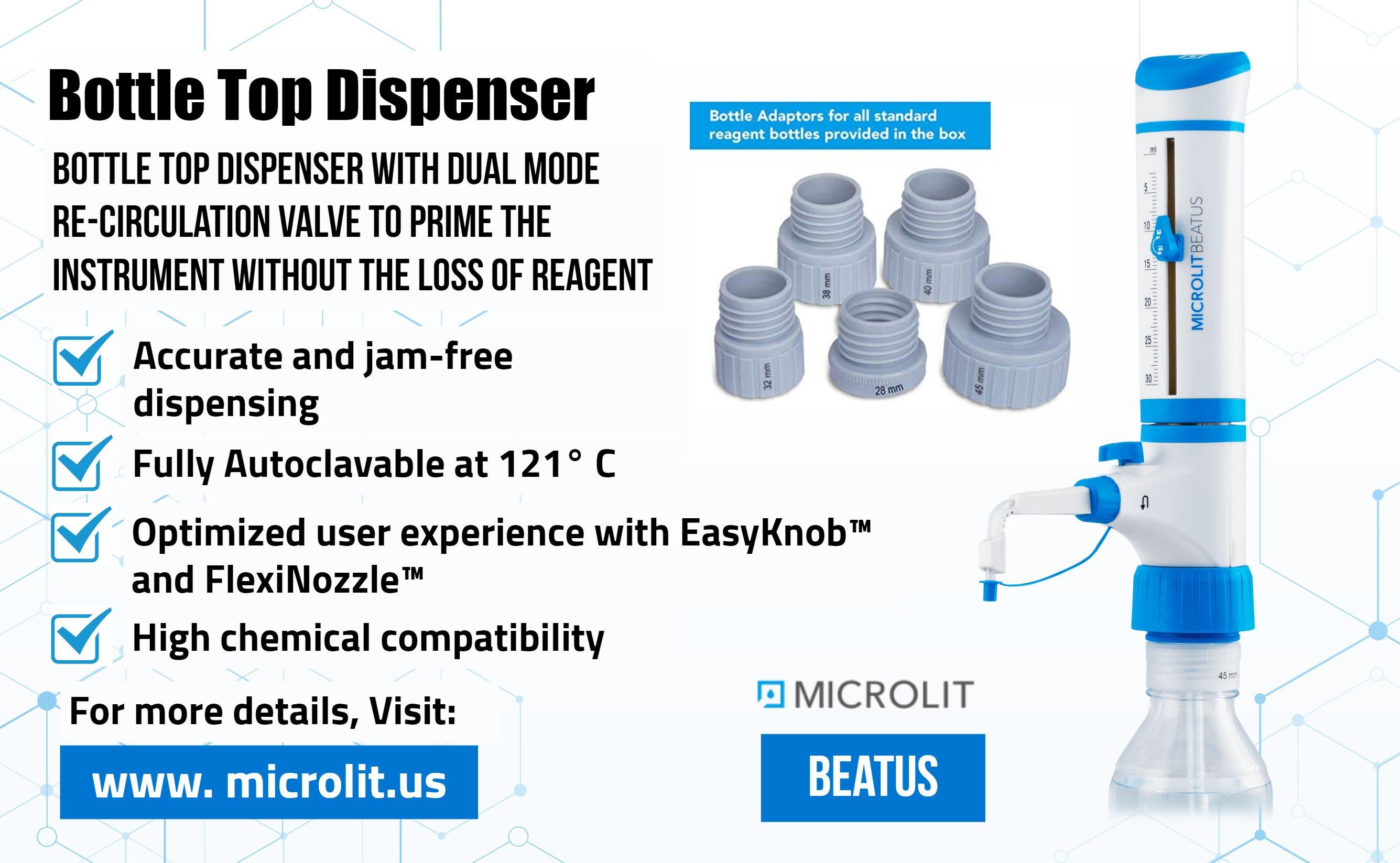 Image - Microlit offers the world class #BottleTopDispenser with dual re-circulation valve to prime the instrument wi...