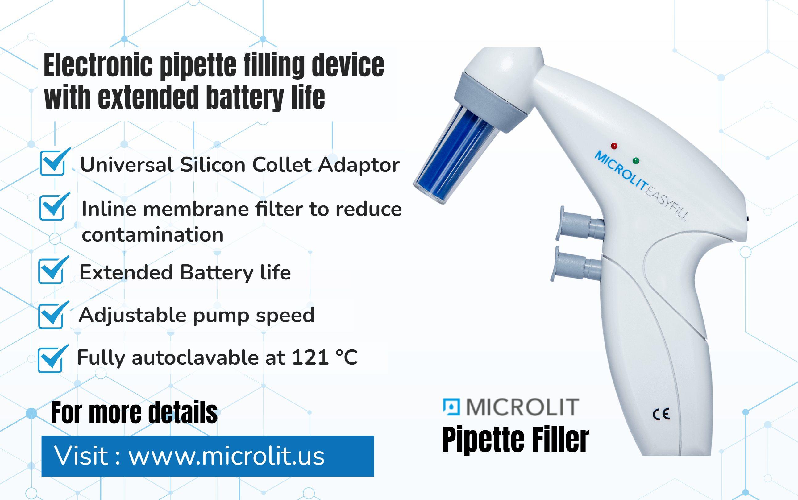 Image - Microlit offers an innovative Electronic #PipetteFiller with extended battery life that helps to hold #pipett...